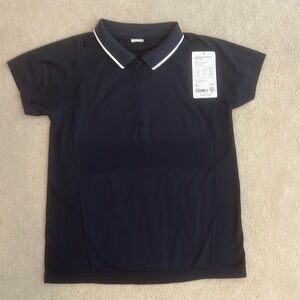 Navy blue athleta seamless polo tee